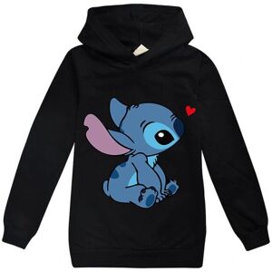 Børn Drenge Piger Lilo And Stitch Hættetrøjer Pullover Toppe Langærmet Hættetrøje Gave Black 13-14 Years