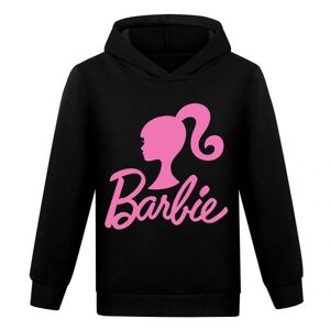 7-14 år Børn Teenagere Barbie Hoodie Langærmet Hættetrøje Toppe Casual Pullover Gaver Black 9-10 Years