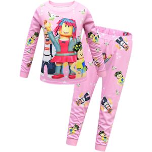 Drenge Piger Roblox T-shirt Toppe Bukser Pyjamas Sleepsuit Børnegave Pink 150cm