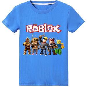 Børn Drenge Roblox Print T-shirt kortærmet top sommer T-shirt med rund hals Blue 7-8 Years