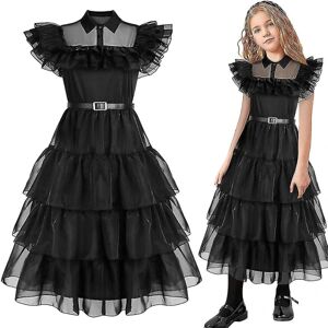 6-10 år onsdag Addams-kjole Børn Piger Cosplay Festkostumer Kjolegaver 7-8 Years