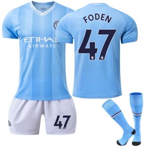 23-24 Manchester City hjemmefodboldtrøje til børn T 47(FODEN) 10-11 Years