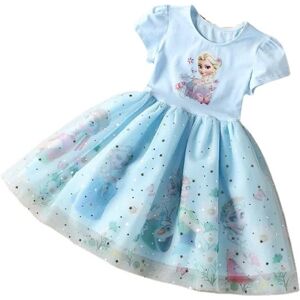 Piger Frosne Elsa Princess Tutu Tulle Kjole Børn Festkjoler Z blue 130cm