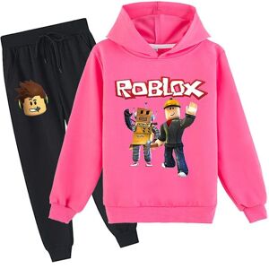 Roblox hættetrøje jakkesæt Varmt hættetrøje til børn Roblox hættetrøje med tryk Rose Rød W 140cm