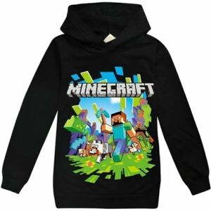 Børn Drenge Minecraft Hættetrøje Træningsdragt Sæt Langærmede Hættetrøjer H black hoodie 7-8 years (140cm)