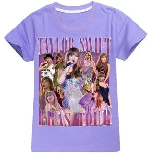 Børn Teenagere Drenge Piger Taylor Swift Eras Tour Print T-shirt Musik Koncertfans Film Merchandise Tee Shirt Toppe Gaver Purple 15-16 Years