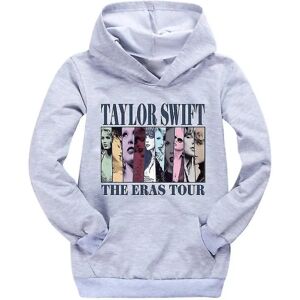 Pop Taylor Swift The Eras Tour Hættetrøje Piger Drenge Hættetrøje Pullover Toppe 9-14 år Børn Teenagere Høj kvalitet 11-12 Years Gray