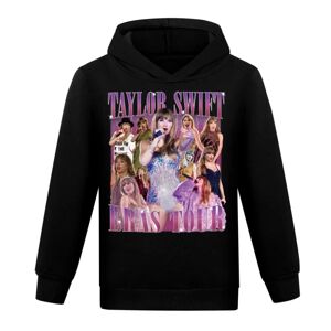 Taylor Swift Børn Pige Langærmet Hætte Sweatshirt Pullover Toppe Jumper Hættetrøje Sort 0 Black 160cm