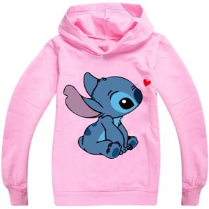 Drenge Piger Lilo og Stitch Ohana Hoodie Jumper Toppe julegave pink 150cm