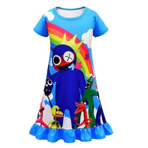 Børn Piger Roblox Rainbow Friends Printet pyjamas Pjs T-shirt kjole Casual sommer flæse natkjole Blue 7-8Y