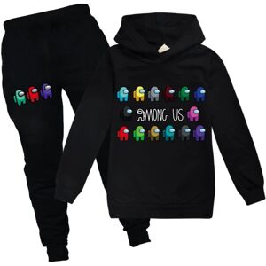 Kids Game Among Us Sweater Hoodie Bukser Træningsdragt Sæt trendy black 130cm