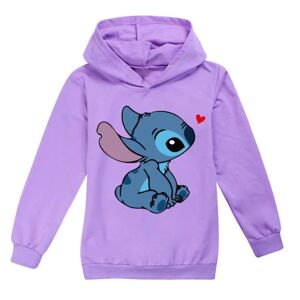 Drenge Piger Lilo og Stitch Ohana Hoodie Jumper Toppe julegave purple 130cm