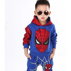 Kids Boy Spiderman Sportswear Hættetrøje Sweatshirt Bukser Suit Suit Tøj Blue 2-3 Years