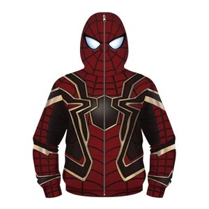 4-13 år Børn Spider-man Hættetrøjer Hættejakke med lynlås Jakke Toppe Outwear Gaver CMK Dark Red Spiderman 8-11 Years