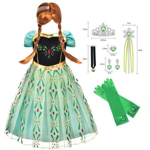 unbranded Girl Dress Frozen Elsa Princess Dress Anna Green Dress Anna Tutu Nederdel 120cm