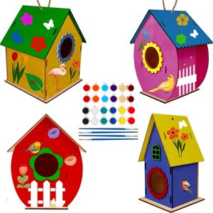 unbranded Børnehåndværksfuglehuse, gør-det-selv-fuglehuse til børn med 3 fuglehuse, håndværk til børn på 8 år Mal selv, Spil til piger 10 år 6 år gamle