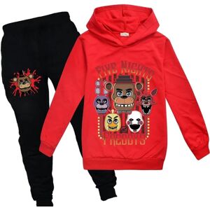 Børn Five Nights At Freddy's Tracksuit Sæt Langærmede Hættetrøjer Hættetrøje Top Bukser Fnaf Casual Outfits Activewear Gave Red 13-14 Years