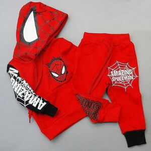 Spider-man træningsdragt hættetrøje bukser tøj sæt børn dreng hætte afslappet sport outfit Red 4-5 Years