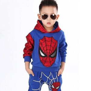 Kids Boy Spiderman Sportswear Hættetrøje Sweatshirt Bukser Suit Suit Tøj Blue 5-6 Years