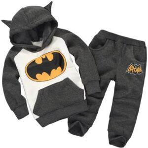 Børn Drenge Pige Batman Sweatshirt Overdele Bukser Træningsdragt Grå Black 110