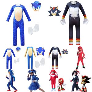 Sonic The Hedgehog Cosplay Halloween-tøj til børn Drenge Piger - perfekt Klänning+huva 5-6 år = EU 110-116