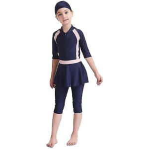 Piger Børn Muslim Badetøj Islamisk Badetøj Gentle Skin Burkini Badetøj Strandtøj - Perfet Navy Blue 9-10 Years