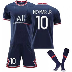 Neymar Jr fodboldtrøje T-shirts shorts sæt til børn Blue 24（8-9Years）