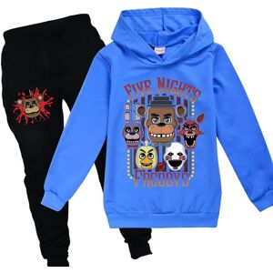 DT Børn Five Nights At Freddy's Tracksuit Sæt Langærmede Hættetrøjer Hættetrøjer Top Bukser Fnaf Casual Outfits Activewear Gave Blå 9-10 år Blue 9-10 Years