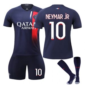 Paris fodboldtrøjesæt Børn Ungdom Voksen Mbappe/Messi/Neymar T-shirttrøje No. 10 24(130-140cm)