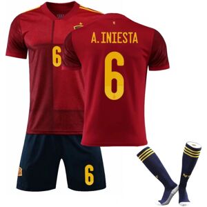 Spanien Jersey fodbold T-shirts Trøjesæt til børn/unge K A.INIESTA 6 hjem A.INIESTA 6 home Kids 26(140-150CM)