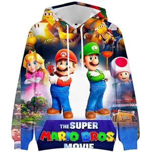 Super Mario Bros Movie 3d tegneserietryk Afslappet snøre Hættetrøjer Langærmet hættetrøje sweatshirt toppe Børn Fødselsdagsgave F 8-9 Years