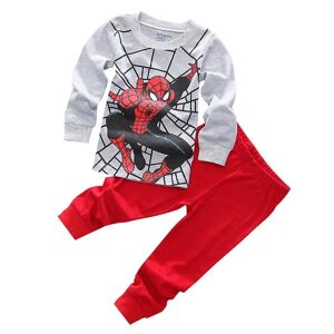 HKWWW Børns drenge Spiderman Superman Batman pyjamas sæt nattøj nattøj Pjs[HK] Red Grey Spiderman 4 Years