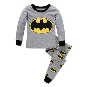 HKWWW Børns drenge Spiderman Superman Batman pyjamas sæt nattøj nattøj Pjs[HK] Grey Batman 5 Years