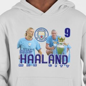 Highstreet Haaland mestre Man. City - grå hættetrøje 140cl 9-11år