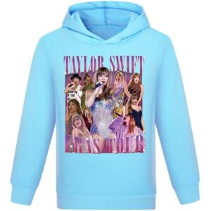 Taylor Swift The Eras Tour Hættetrøjer med tryk Børn Teenagere Drenge Piger Hættetrøje Jumper Langærmede Pullover Toppe Light Blue 160