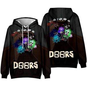 Roblox døre trykte hættetrøjer med lommer Afslappet snøre Hættetrøje Jumper Sweatshirt Toppe Til Børn Drenge Piger Fans style 1 9-10 Years