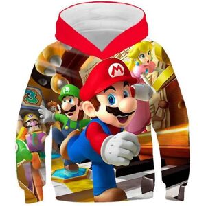 Super Mario & Sonic Kids Luvtröjor Print Hættetrøje Sweatshirts Pullover Toppar for pojkar og flickor Fest og födelsedagspresenter C 5-6 år