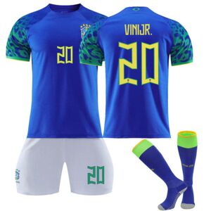 Qatar fotbolls-VM 2022 Brasilien Vini Jr #20 Tröja Samba fotboll T-shirts for herr Set Barn Ungdomar fotboll Tröjor Kids 24(130-140cm)
