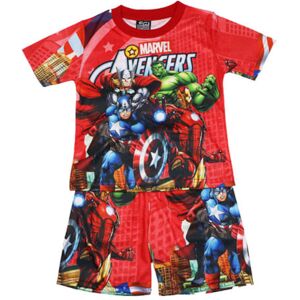 Marvels Avengers Pyjamas Sæt Barn Pojkar T-shirt Shorts Nattkläder Röd 7-8 år = EU 122-128