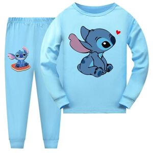 Lilo & Stitch Pyjamas sæt til børn drenge piger tegneserie t-shirt bukser outfit sæt nattøj CMK Light Blue 13-14 Years