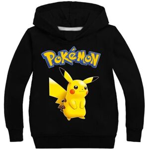 Tegneserie Pikachu langærmet hættetrøje til børn Pullover Jumper Toppe black 130cm