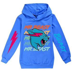 år Barn Tonåring Mr. Beast Lightning Cat Hættetrøje Sweatshirt Topppresent Marinblå 9-10 år