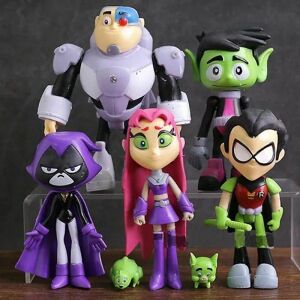 7 st/ sæt Teen Titans Go Robin Cyborg Beast Boy Raven Actionfigur Toy Kid Present