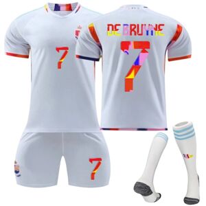 Qatar VM 2022 Belgien De Bruyne #7 fodboldtrøje herre-T-shirts sæt Kids Youth-WELLNGS Kids 26(140-150cm)