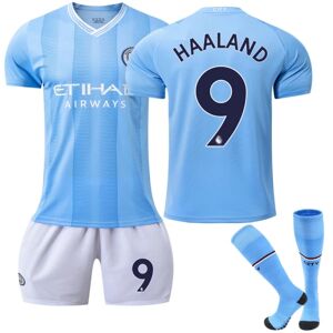 23-24 Manchester City Home Børnefodboldtrøje K 9(HAALAND)-WELLNGS 9(HAALAND) 6-7 Years