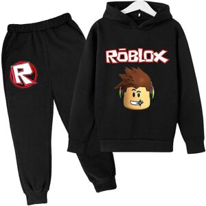 Børn Drenge Piger Roblox-tryk langærmet hættetrøje + bukser Casual Outfits Sæt Træningsdragt 7-14 år