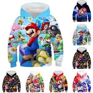 Super Mario & Sonic hættetrøjer til børn Nyhedstryk hættetrøje sweatshirts Pullovere til drenge og piger Fest- og fødselsdagsgaver E 6-7 Years