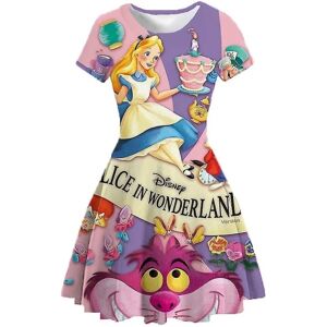 Alice In Wonderland børnekjole Disney Cosplayer Print Afslappet tegnefilm Sport Børneprinsessekjole 1-12 år gammel 160CM