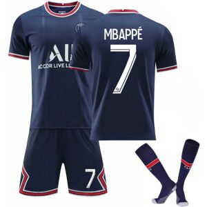 Goodies Fodboldsæt til børn Fodboldtrøje Træningstrøje Mbappe Adult Kids Blue 24（8-9Years）