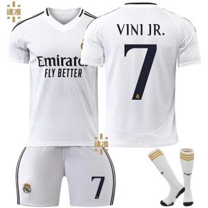 Goodies 24-25 Real Madrid Vini Jr. 7 Hjemmefodboldtrøje Ny sæson Seneste fodboldtrøje til voksne børn 7 Kids 28(150-155cm)